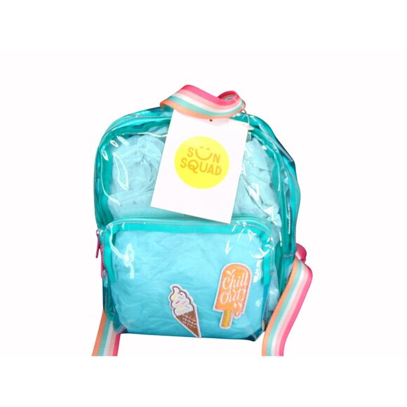 Sun Squad Clear Plastic Mini Backpack Green Popsicle Rainbow Concert Flamingo - Picture 2 of 10